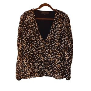 Kendall & Kylie Black Floral Button Down Top - XL